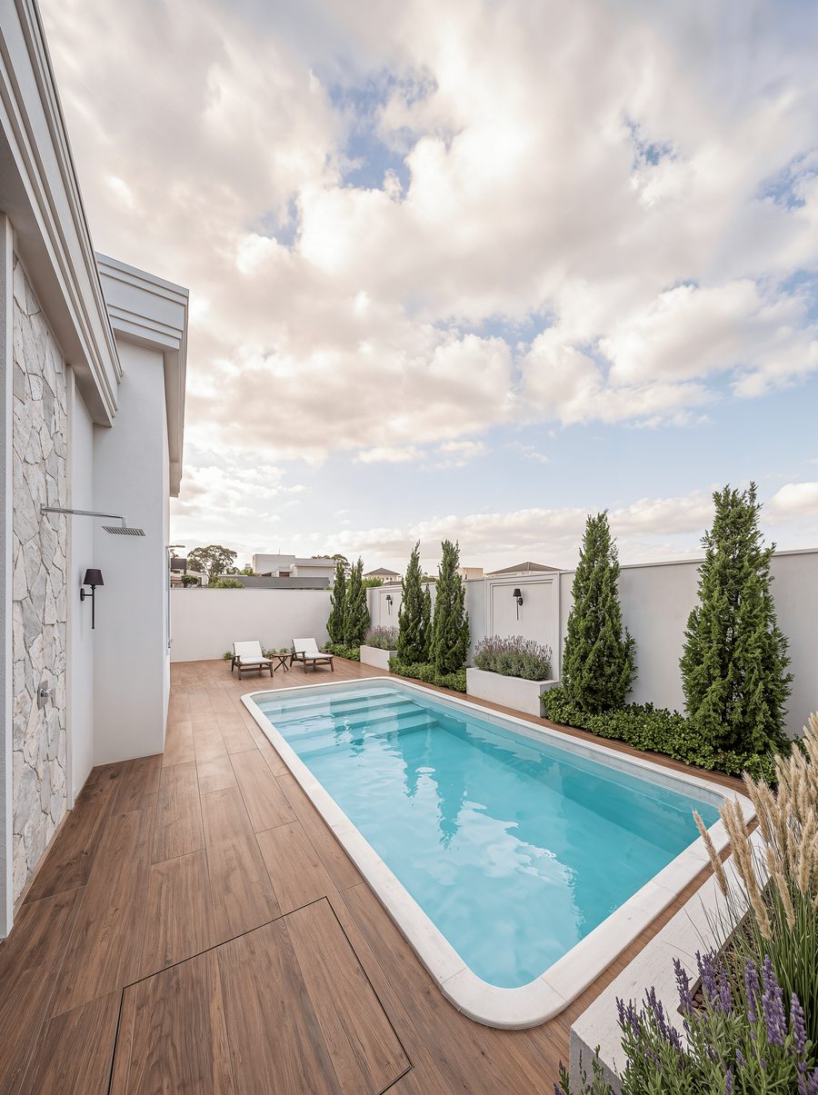 Deck e piscina aquecida